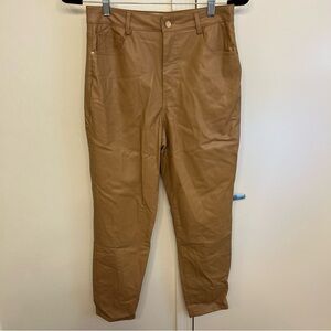 Zara Brown Faux Leather Ankle Pants Size 6 Belt Loops 5-Pocket Style